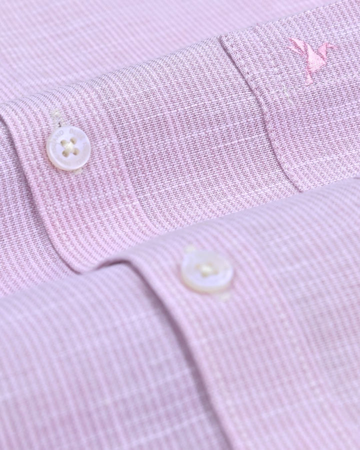 Dusty Rose Grid Stripes -Full-Bamboo Linen
