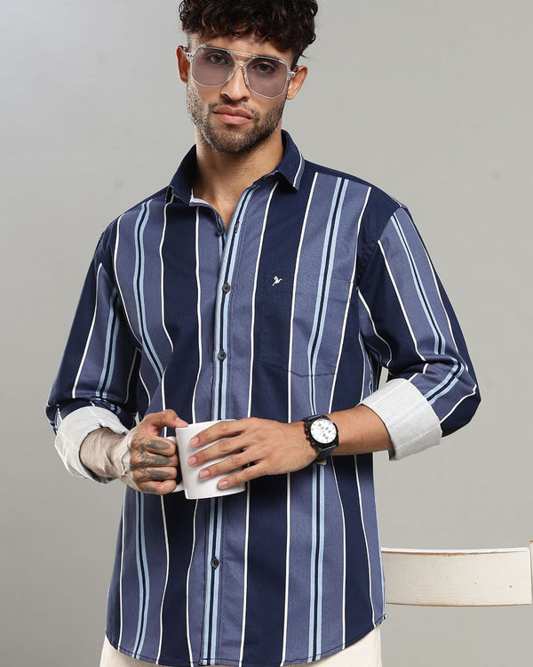 Navy Prime Stripes -Full-Stain Proof