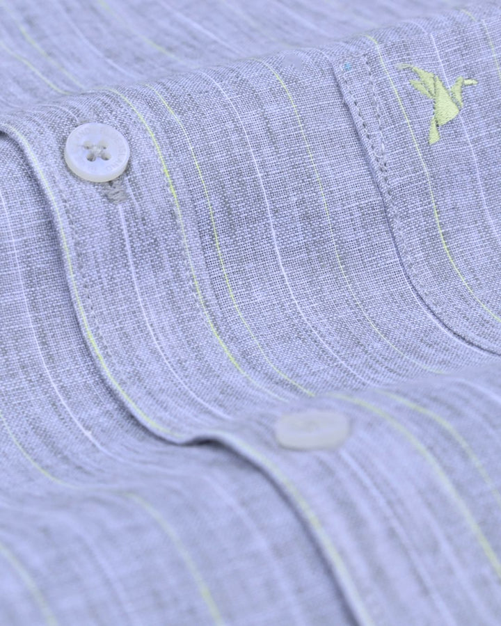 Blackish Grey &  Radium Line Stripes -Full-Bamboo Linen