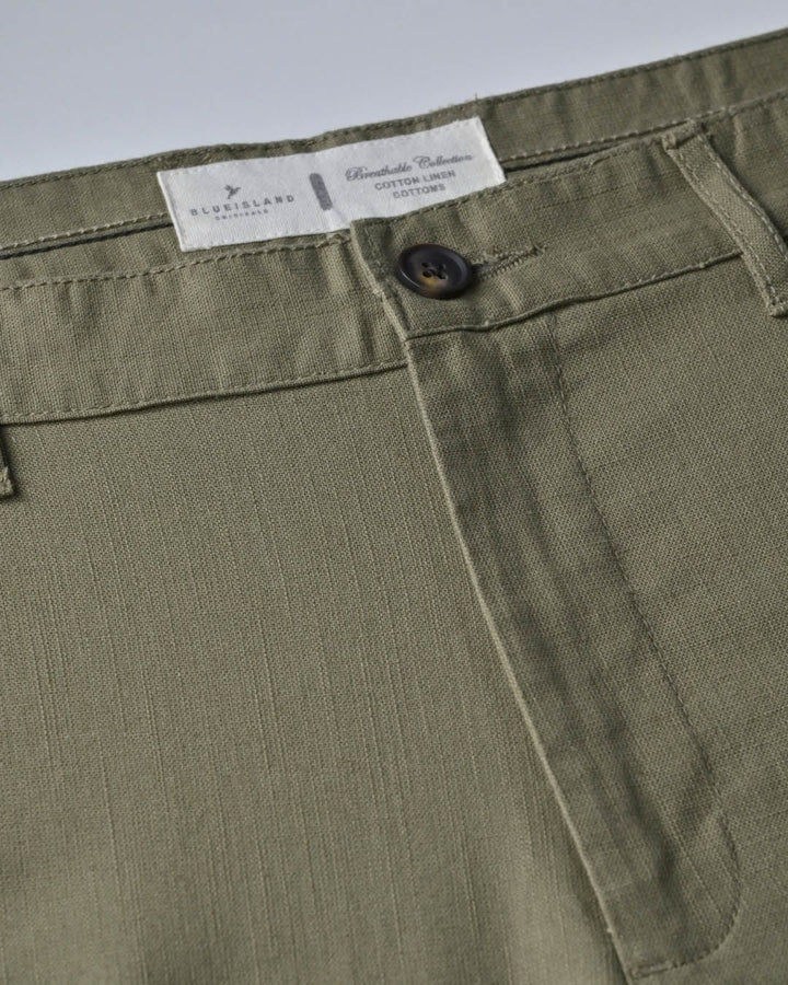 Olive Green - 2 way stretch - COTTON LINEN PANT