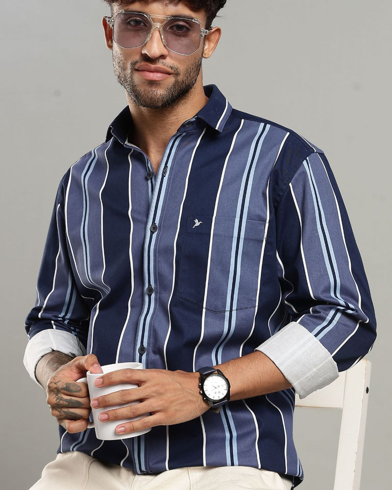 Navy Prime Stripes -Full-Stain Proof