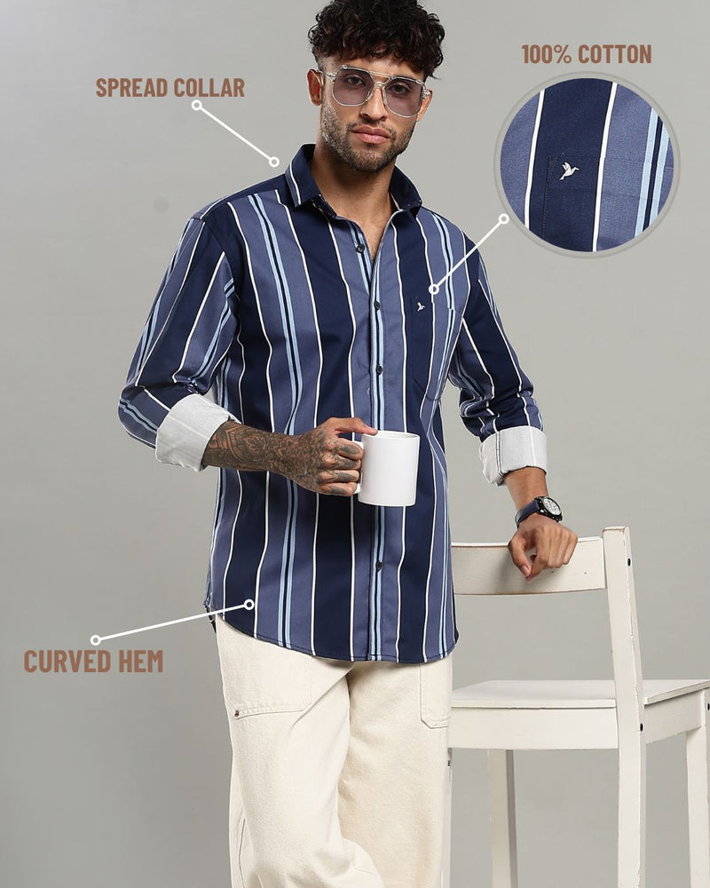 Navy Prime Stripes -Full-Stain Proof