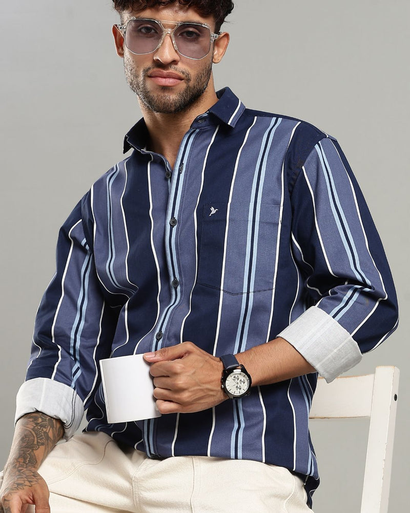 Navy Prime Stripes -Full-Stain Proof