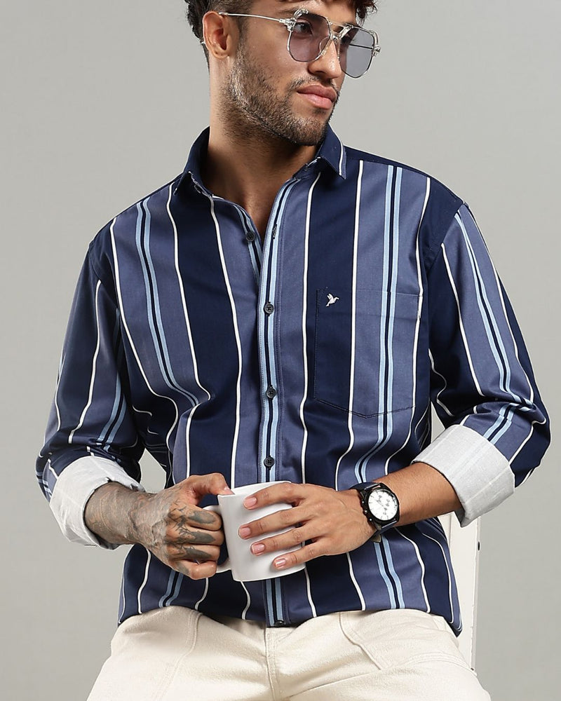 Navy Prime Stripes -Full-Stain Proof