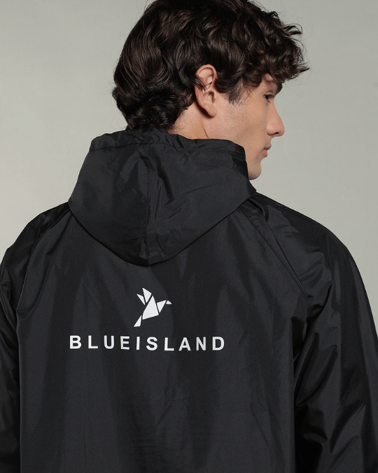 Matte Black with Red Border - Rain Jacket with Pant & Mobile Pouch