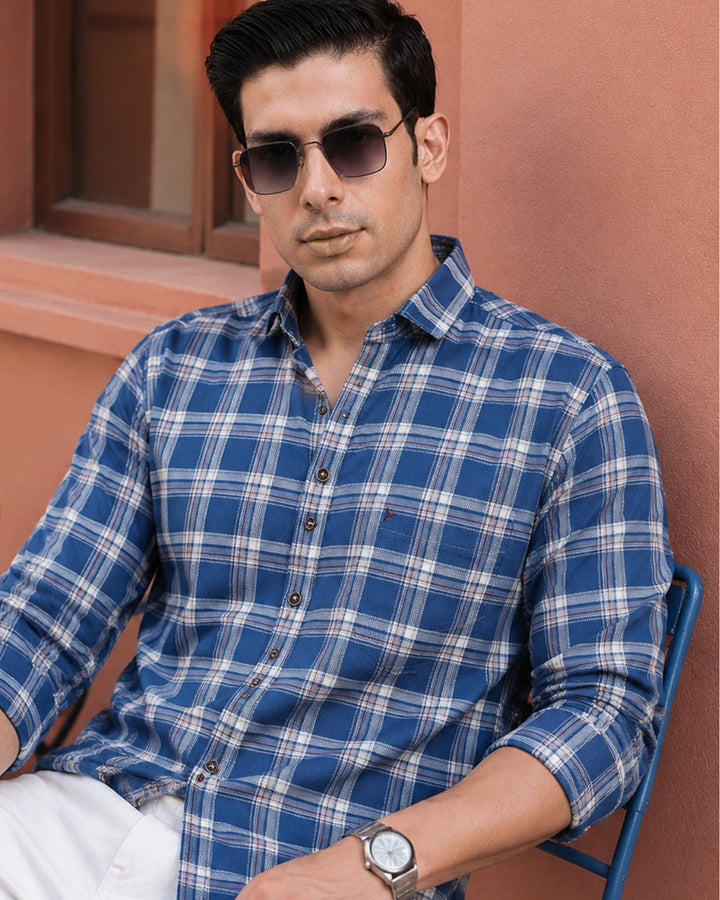 Cobalt Blue & White Checks - Full-Stain Proof