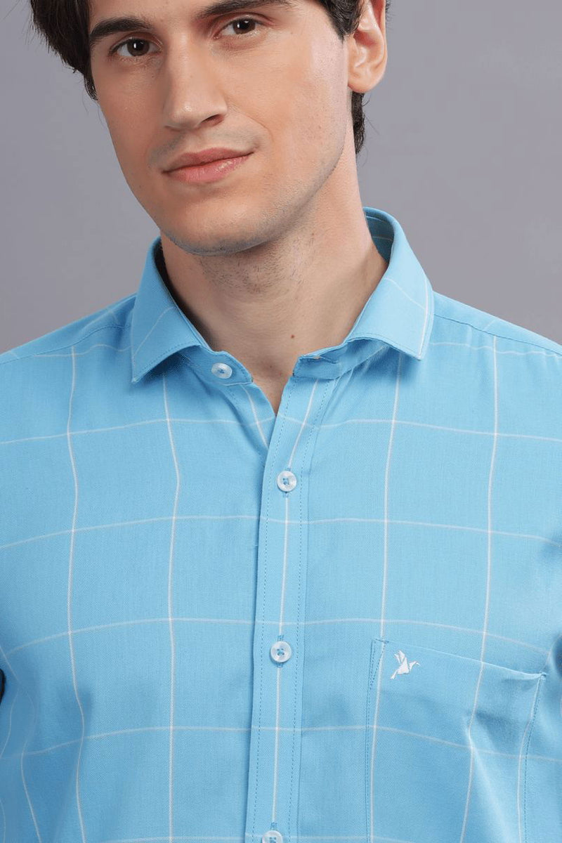 Aqua Blue Box Checks - Full-Stain Proof