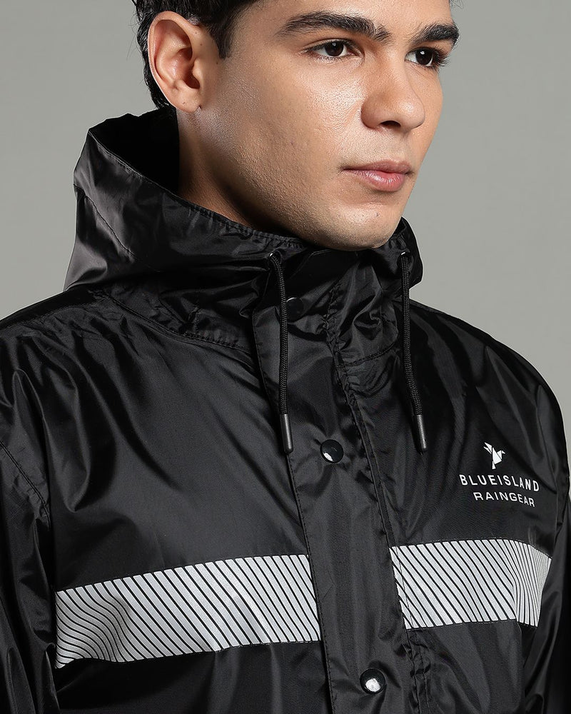 Black Reflector - Rain Jacket with Pant and Mobile Pouch