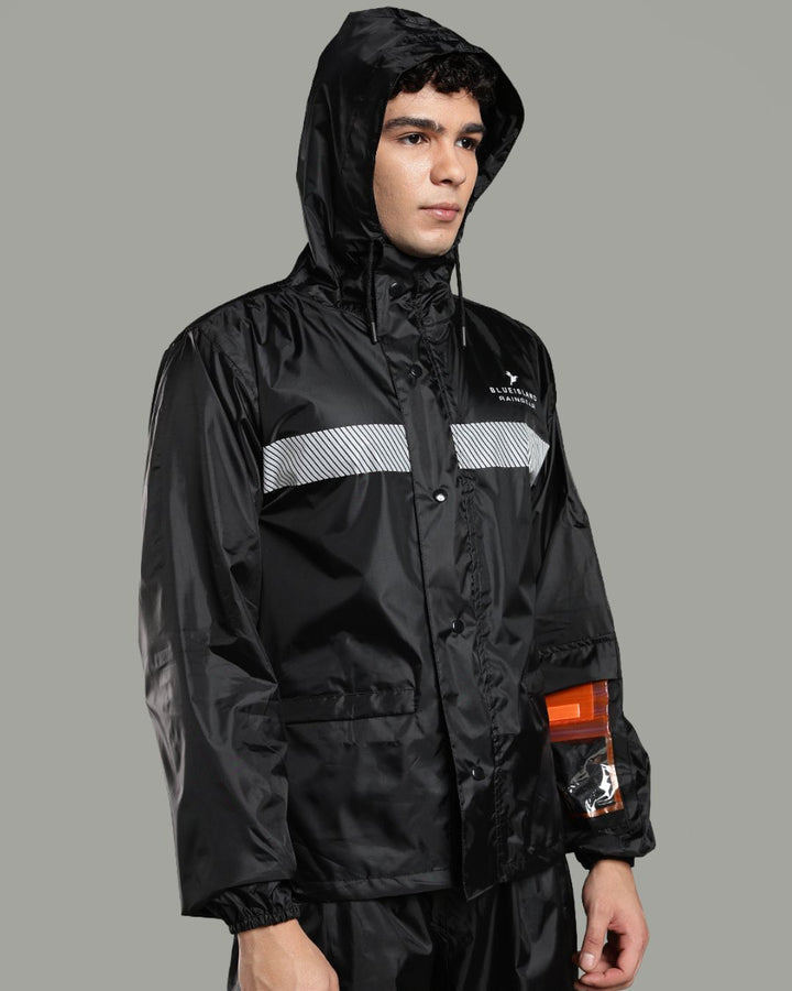Black Reflector - Rain Jacket with Pant and Mobile Pouch
