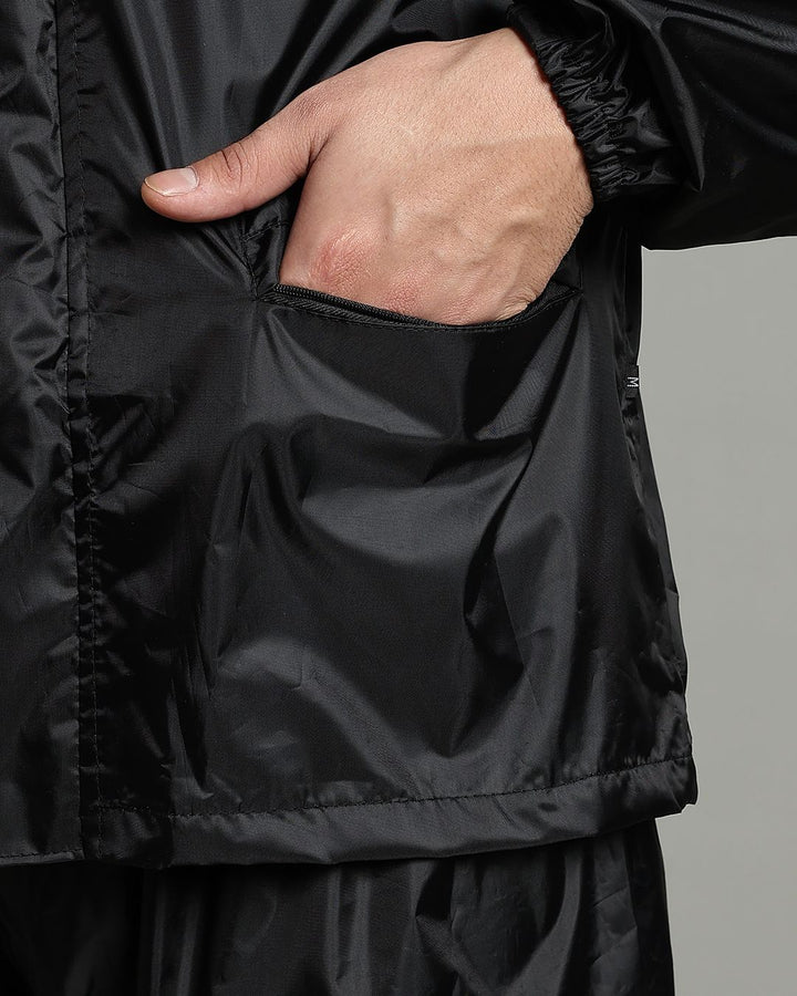 Black Reflector - Rain Jacket with Pant and Mobile Pouch