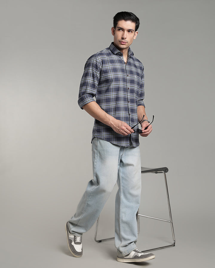 Bluish Grey Checks - Full-Stain Proof
