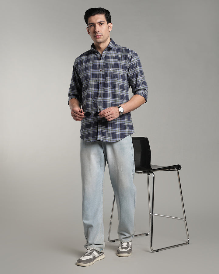 Bluish Grey Checks - Full-Stain Proof