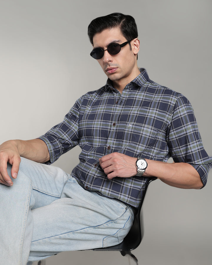 Bluish Grey Checks - Full-Stain Proof