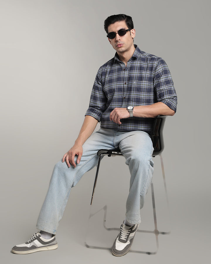 Bluish Grey Checks - Full-Stain Proof