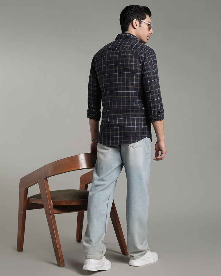 Blue & Brown Line Checks - Full-Stain Proof