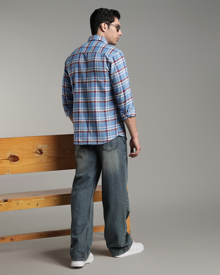 Sky Blue & Red Line Checks - Full-Stain Proof