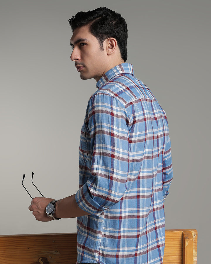 Sky Blue & Red Line Checks - Full-Stain Proof