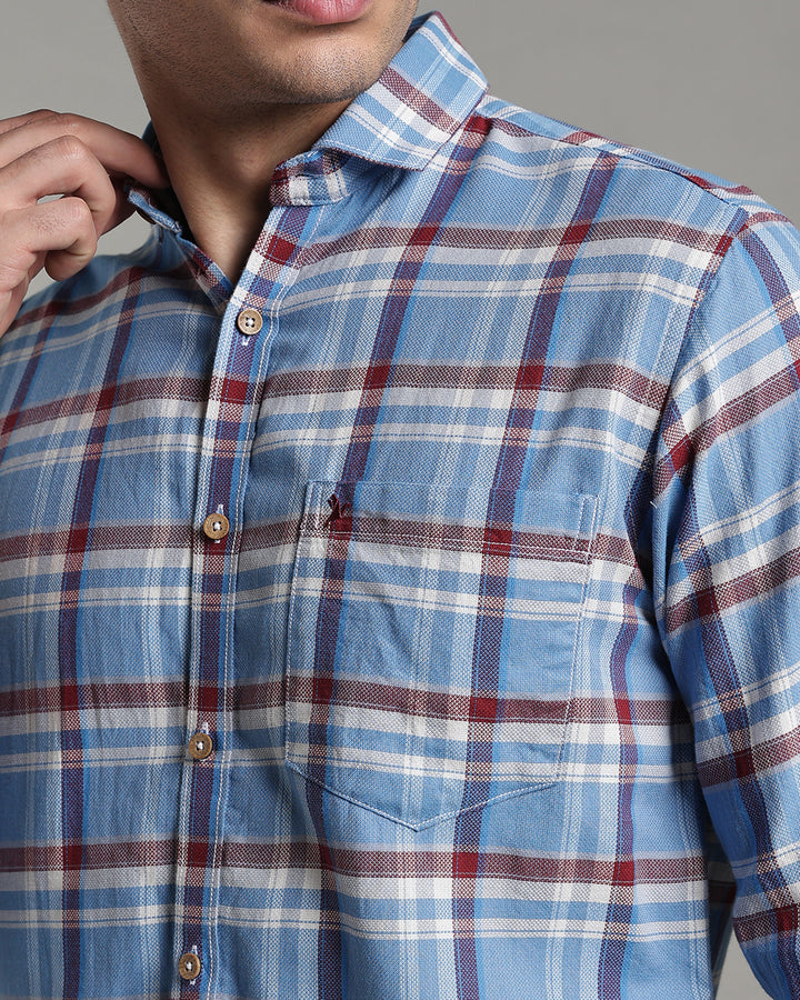 Sky Blue & Red Line Checks - Full-Stain Proof