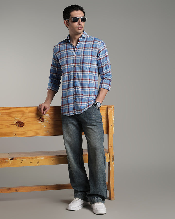 Sky Blue & Red Line Checks - Full-Stain Proof