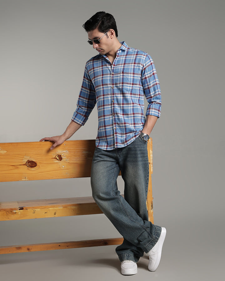 Sky Blue & Red Line Checks - Full-Stain Proof