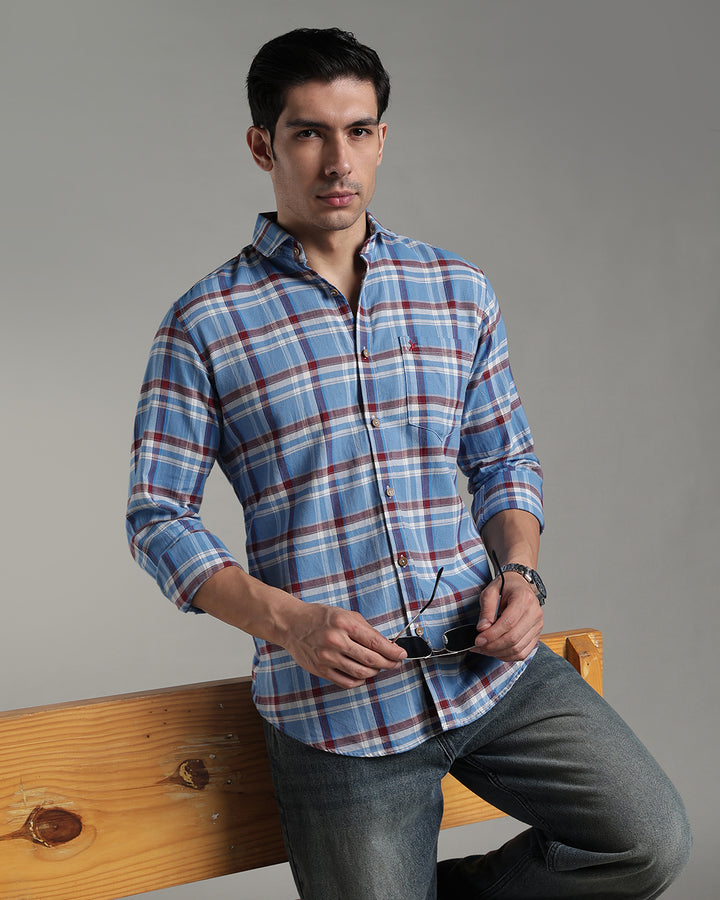 Sky Blue & Red Line Checks - Full-Stain Proof
