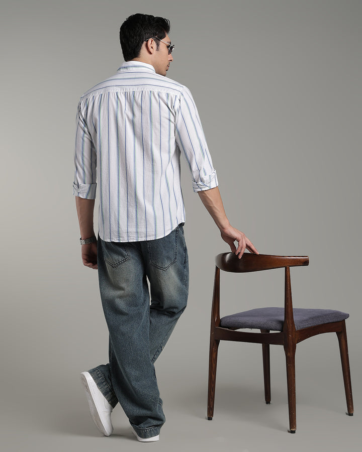 White Triple Colour Stripes - Full-Stain Proof