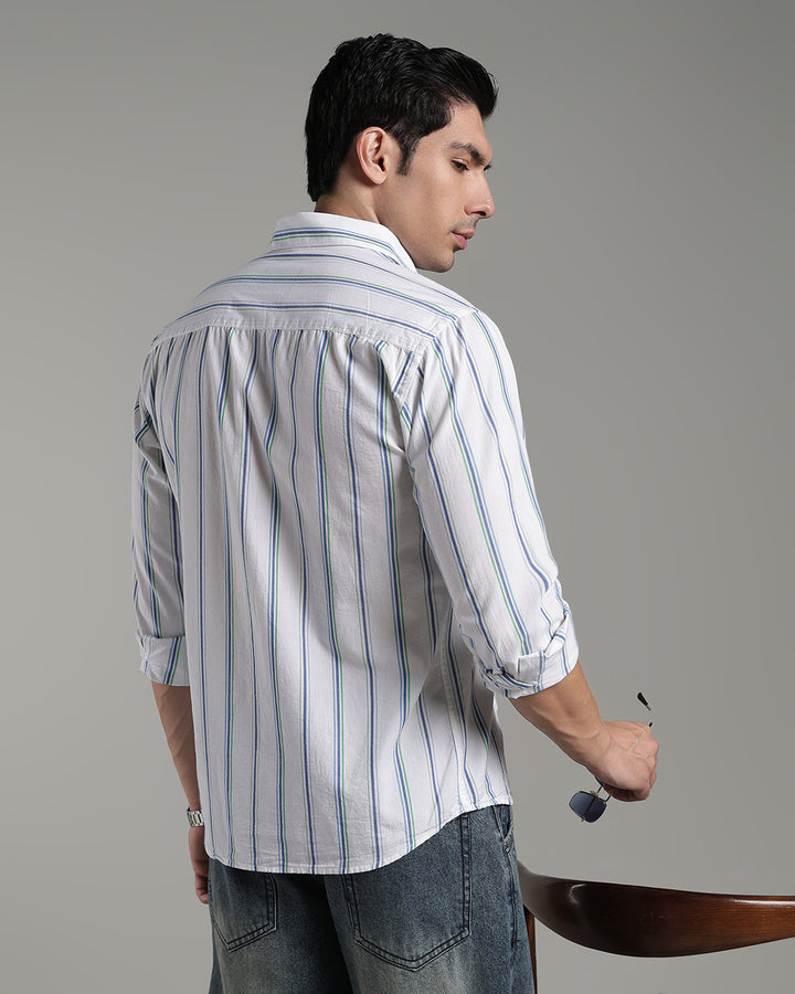 White Triple Colour Stripes - Full-Stain Proof