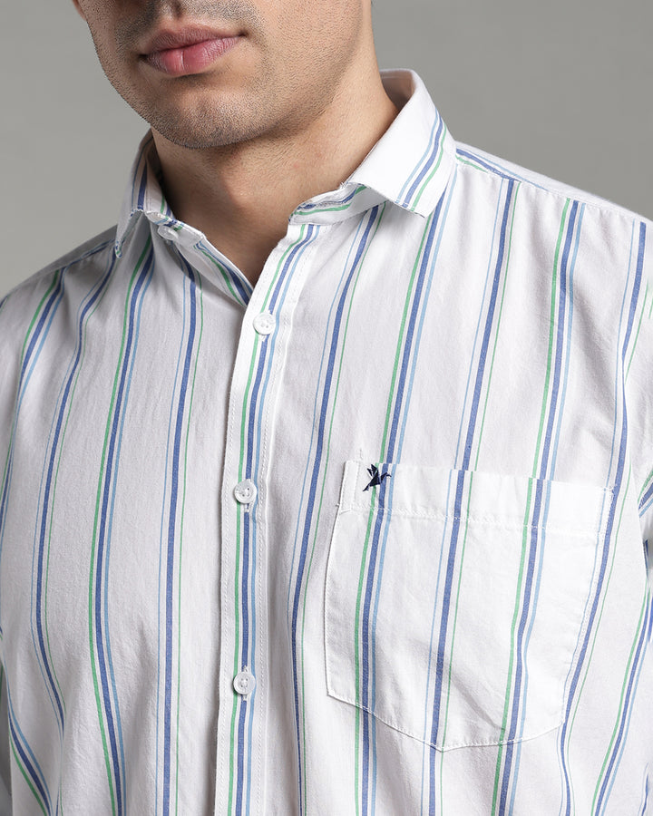 White Triple Colour Stripes - Full-Stain Proof