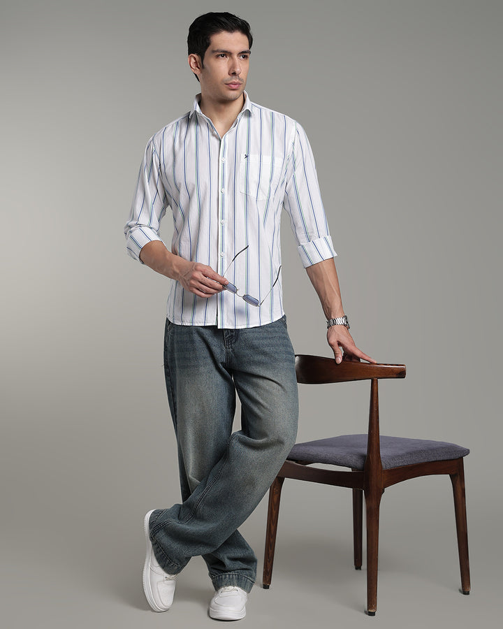 White Triple Colour Stripes - Full-Stain Proof