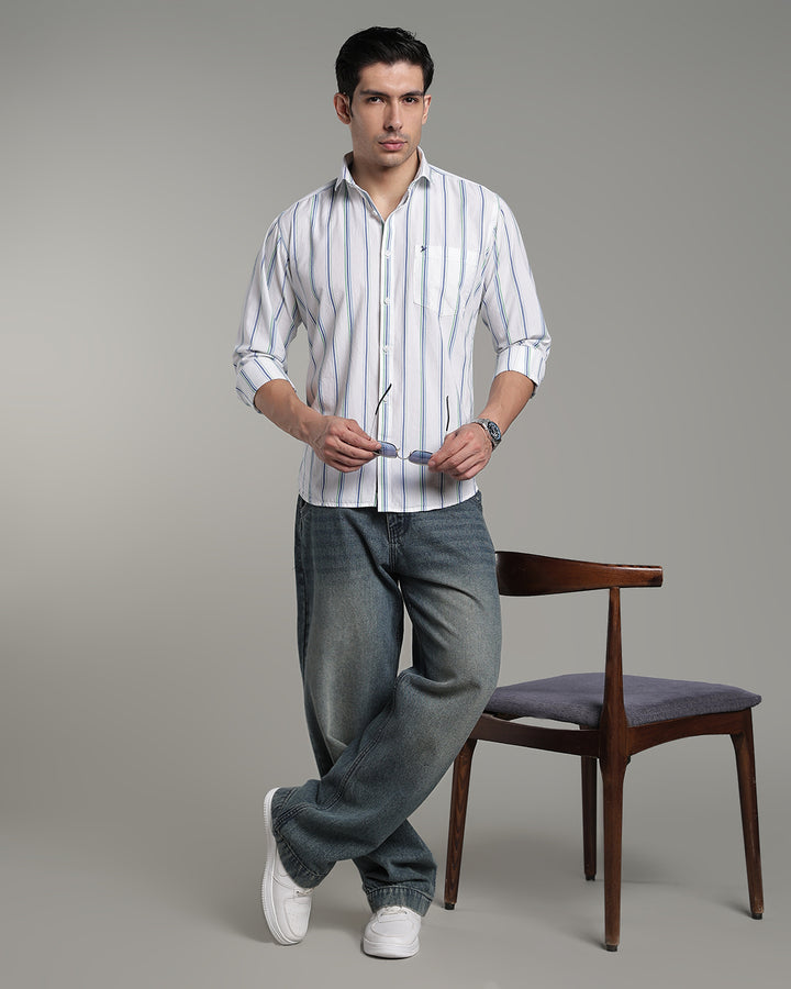 White Triple Colour Stripes - Full-Stain Proof