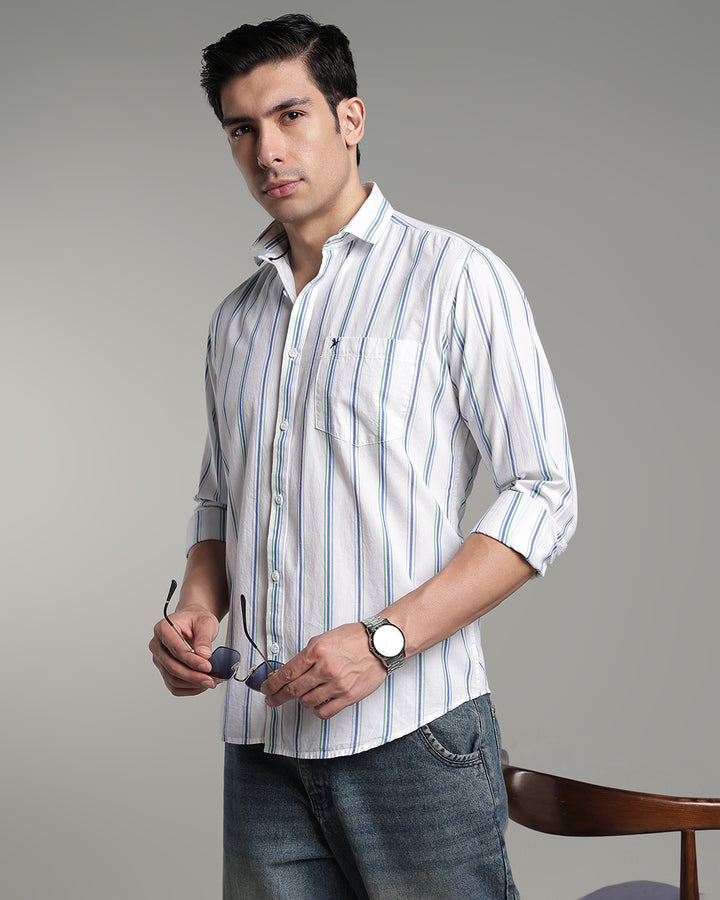 White Triple Colour Stripes - Full-Stain Proof
