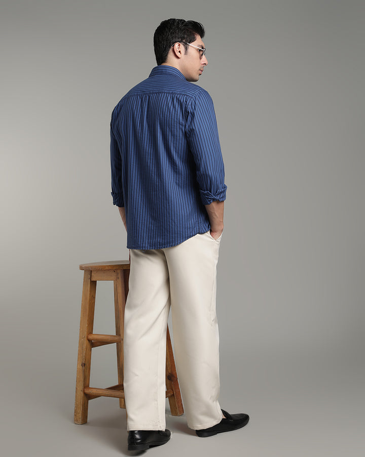 Marine Blue Bold Stripes - Full-Stain Proof
