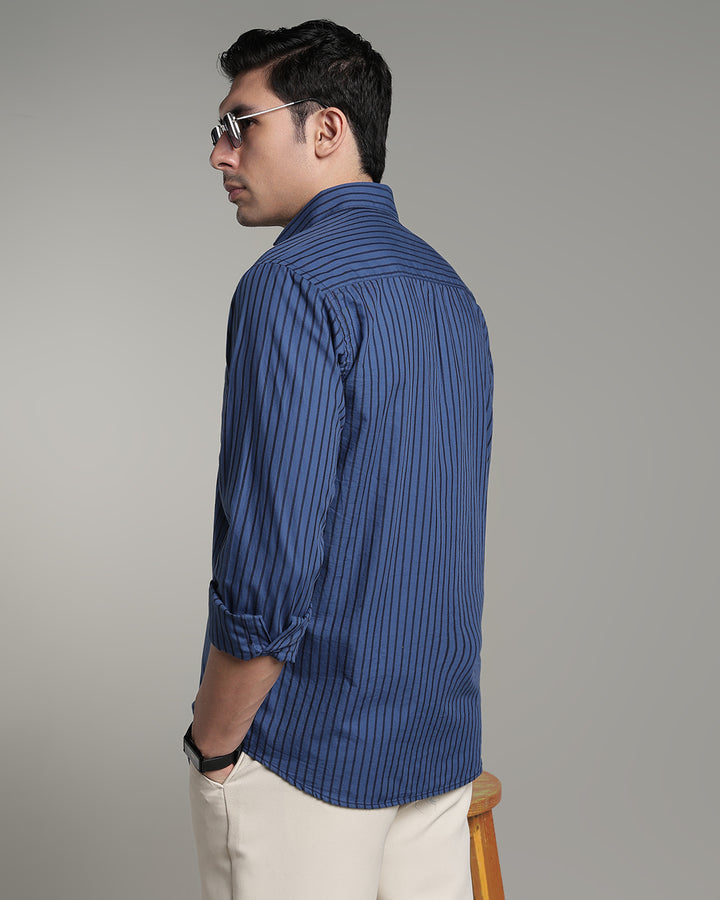 Marine Blue Bold Stripes - Full-Stain Proof