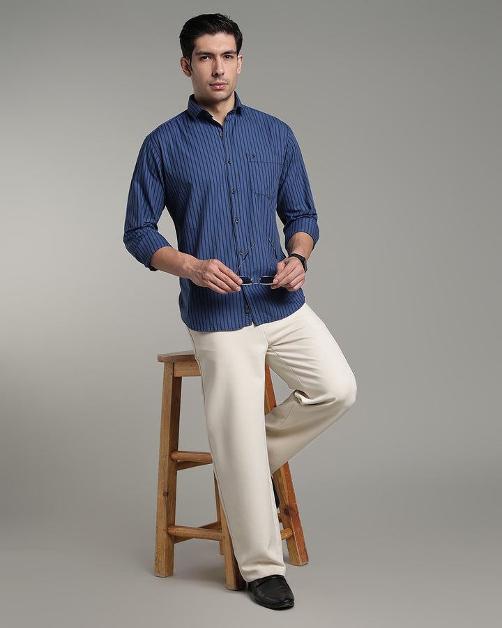 Marine Blue Bold Stripes - Full-Stain Proof