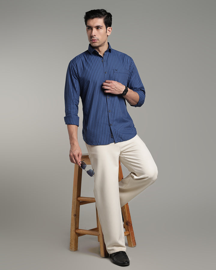 Marine Blue Bold Stripes - Full-Stain Proof
