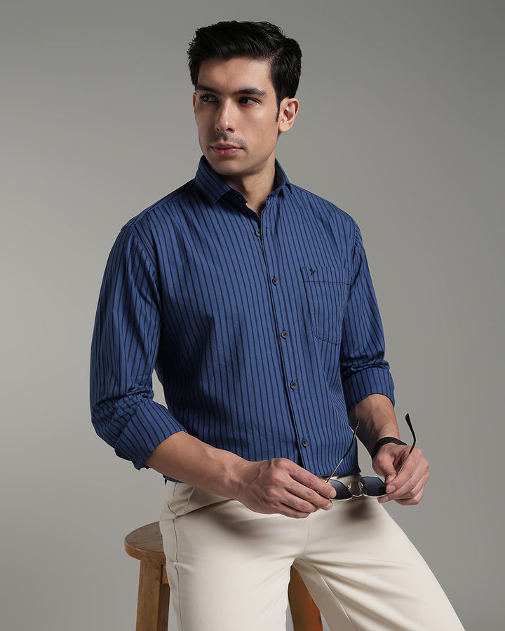 Marine Blue Bold Stripes - Full-Stain Proof