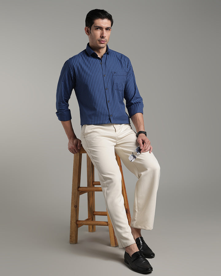 Marine Blue Bold Stripes - Full-Stain Proof