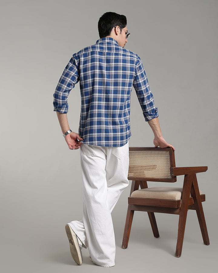 Cobalt Blue & White Checks - Full-Stain Proof