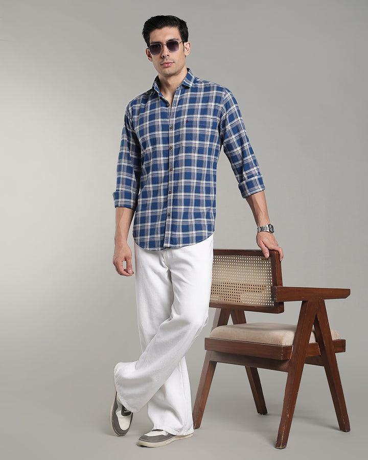 Cobalt Blue & White Checks - Full-Stain Proof