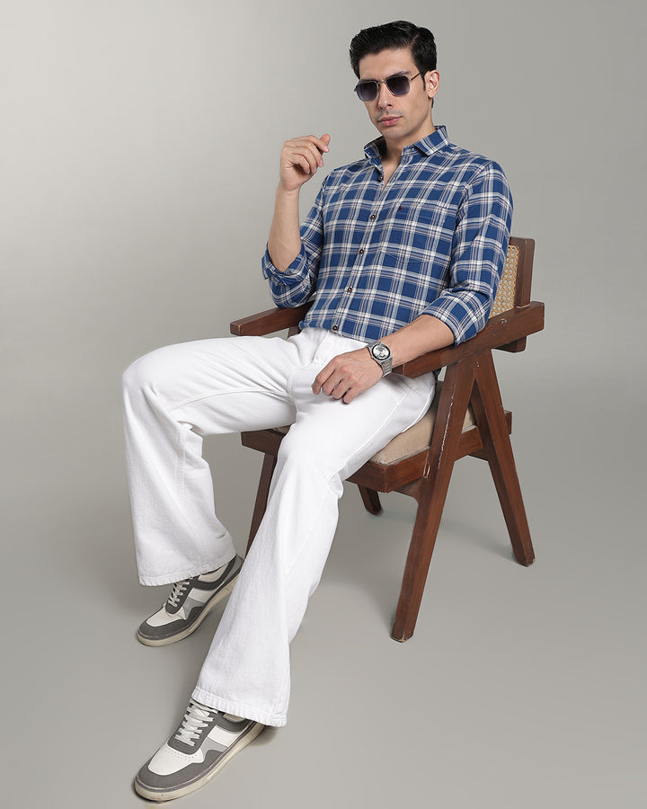 Cobalt Blue & White Checks - Full-Stain Proof