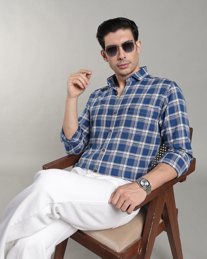 Cobalt Blue & White Checks - Full-Stain Proof
