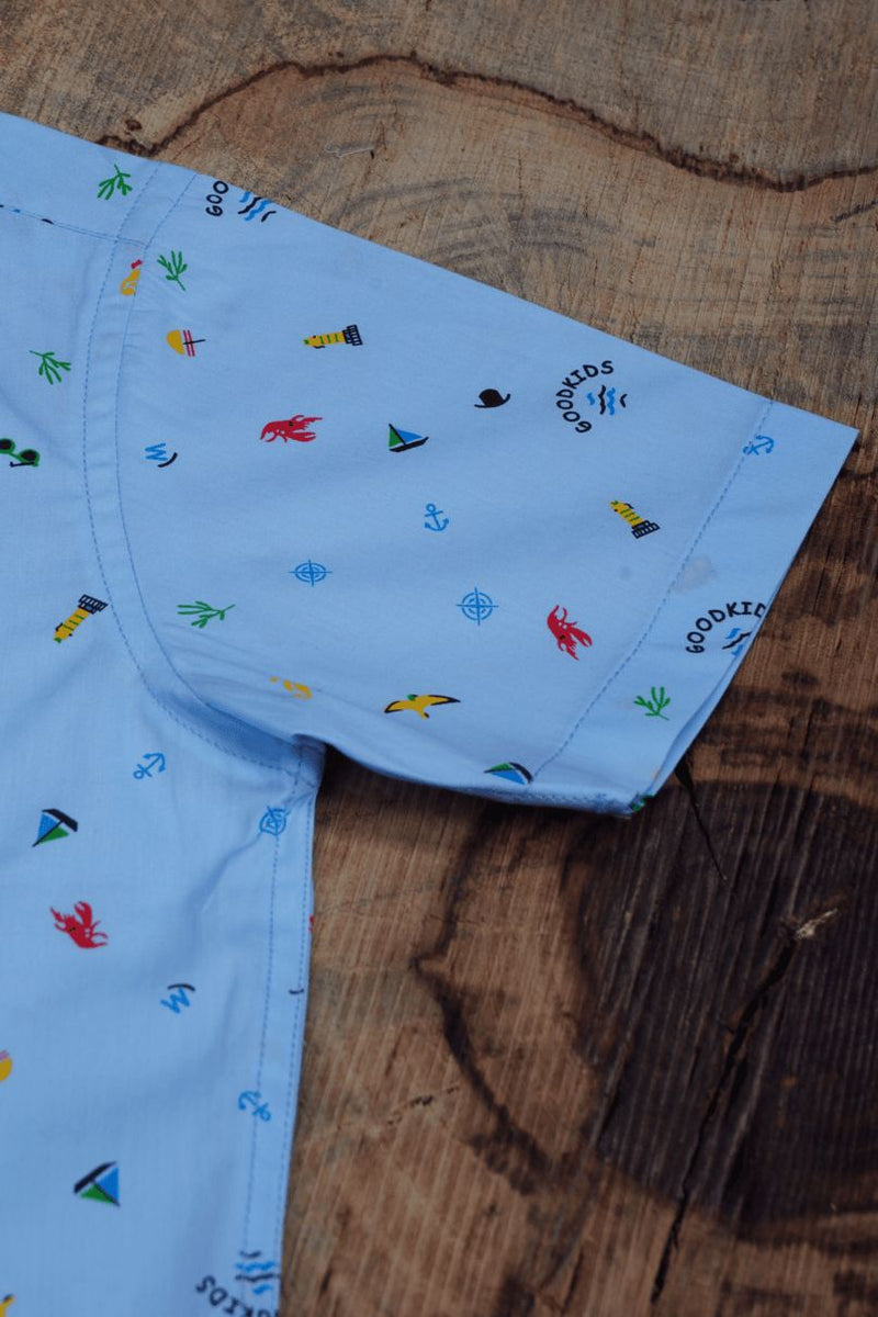 KIDS - Blue Sailor Print - Half-Stain Proof Shirt