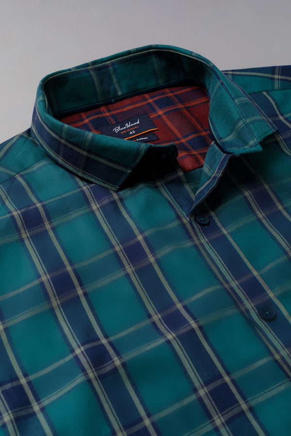 Rich Green and Navy Checks - Full-Stain Proof