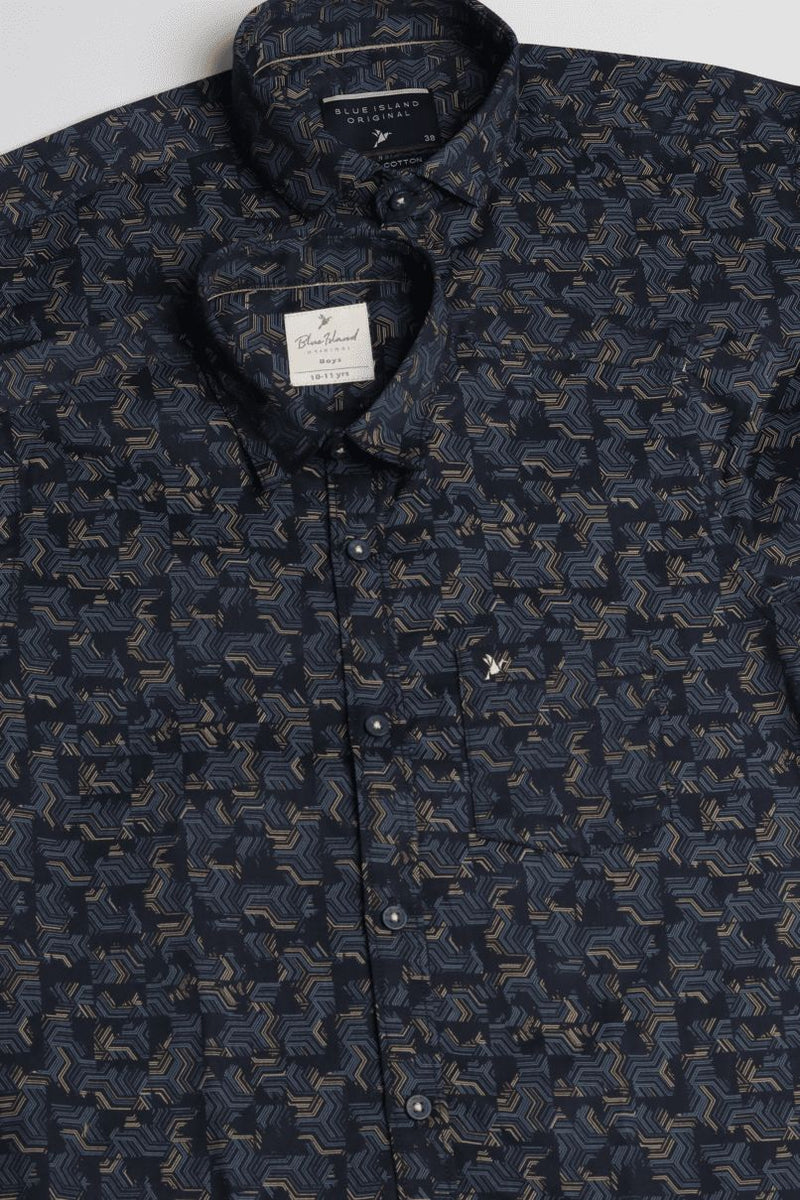 FATHER & SON - Navy Semi Hexagon Print