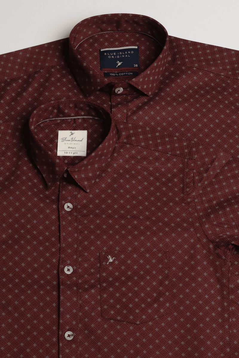 FATHER & SON - Maroon Diamond Print