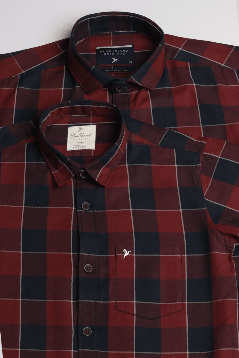 FATHER & SON - Classic Red & Navy Checks