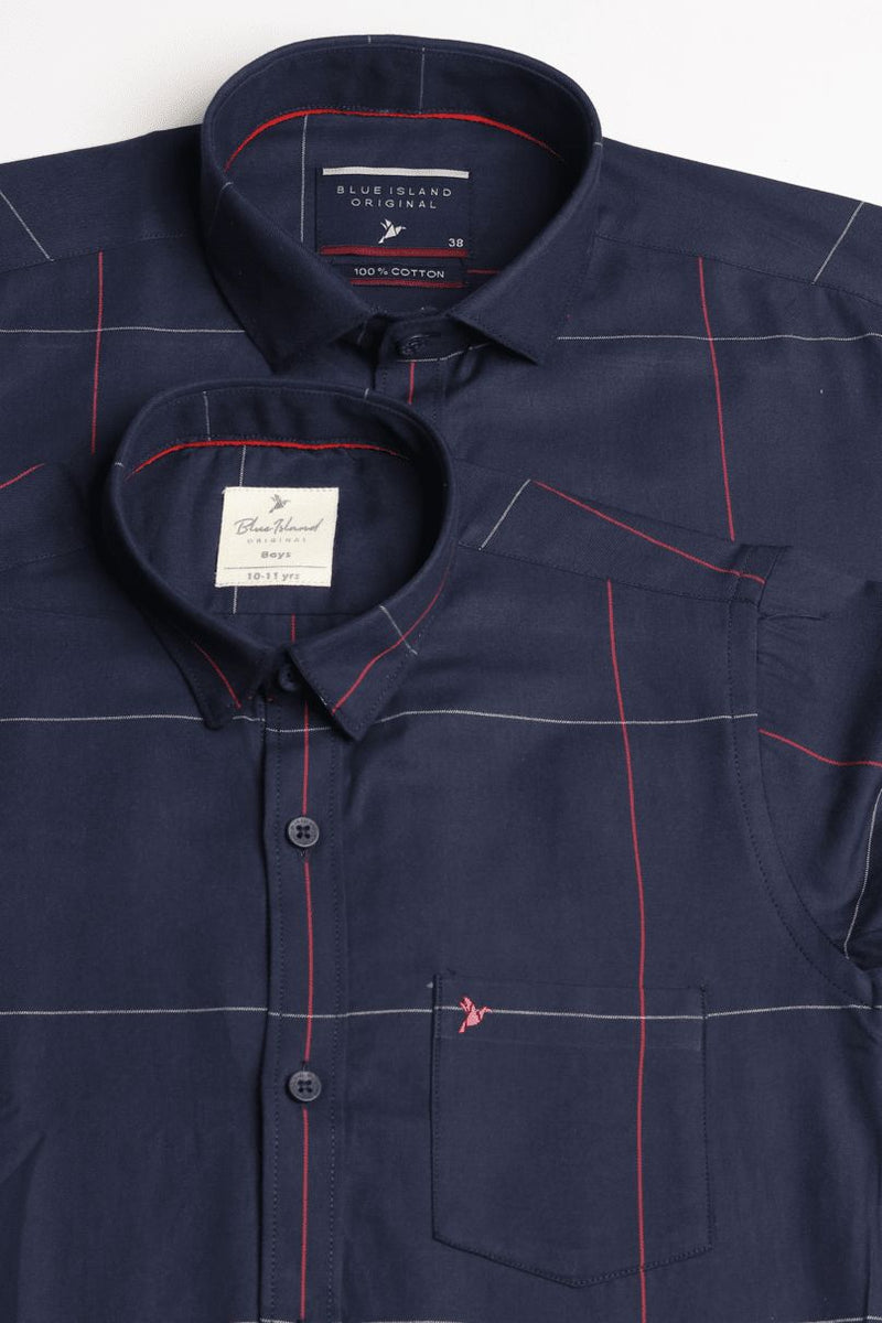 FATHER & SON - Navy Large Checks