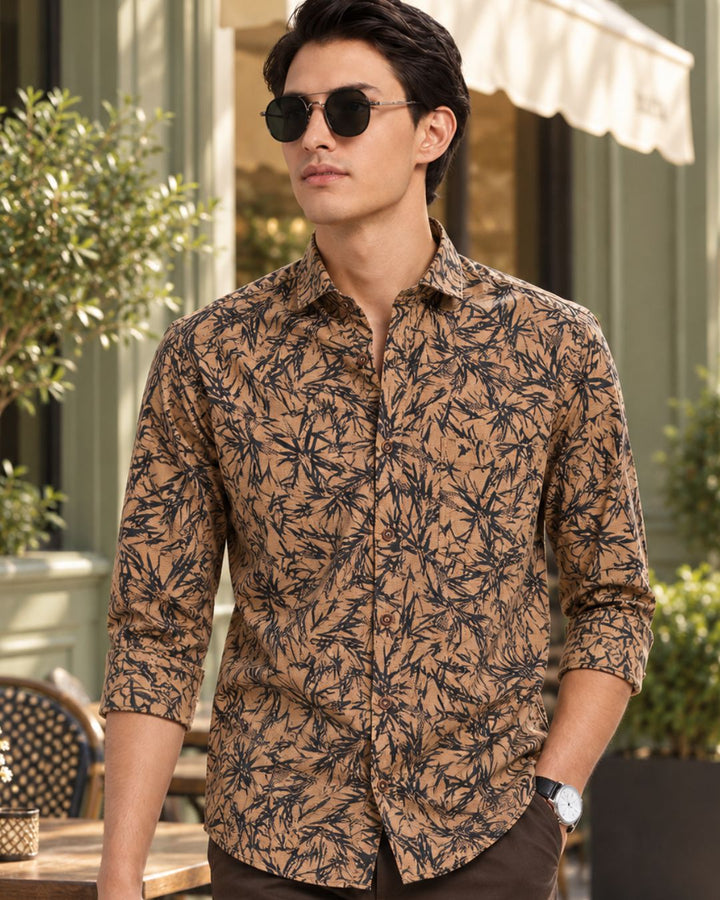 Sandal Brown Spiky Print -Full-Stain Proof