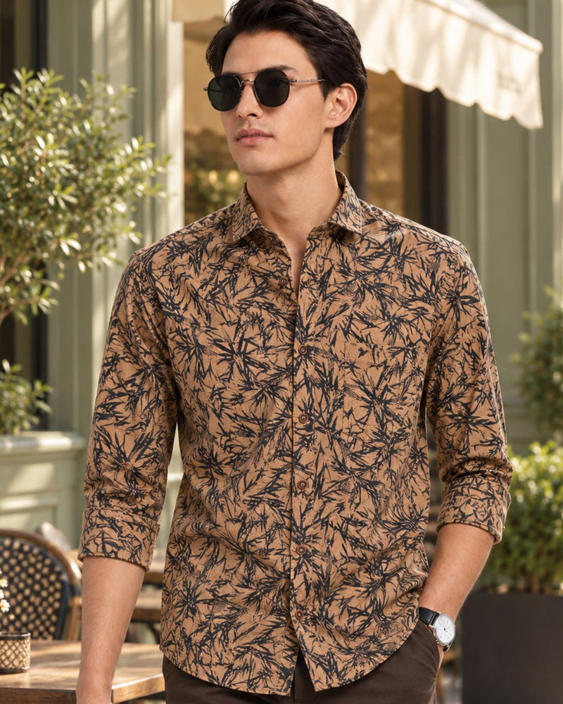 Sandal Brown Spiky Print -Full-Stain Proof