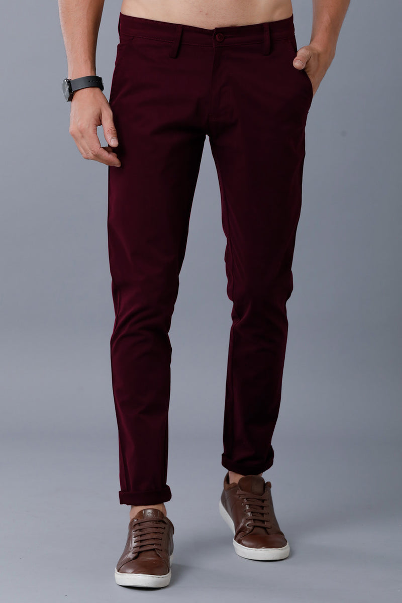 Wine Red - 2 way stretch - COTTON PANT